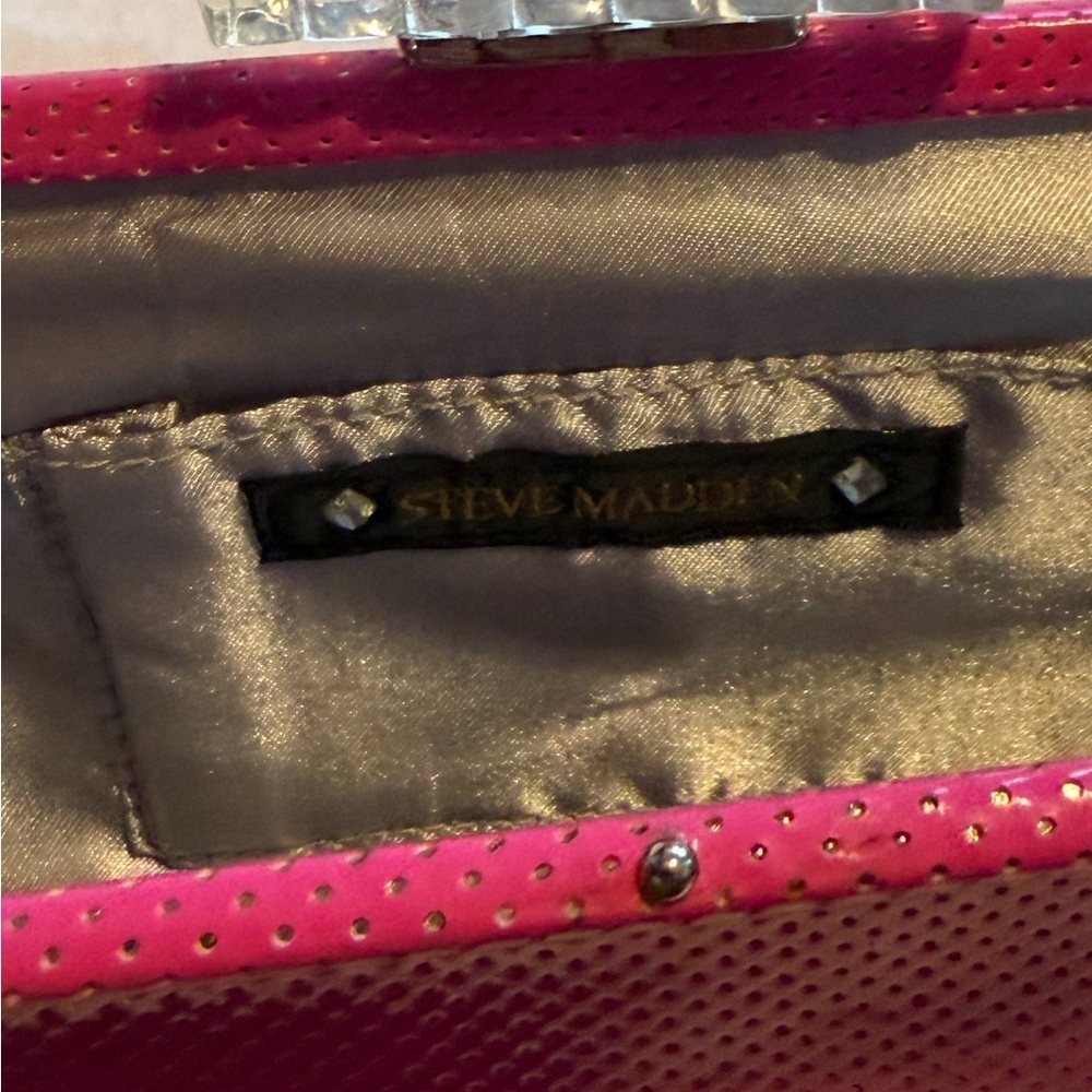 Steve Madden Hot Pink Patent Clutch Evening Purse Y2K - Picture 6 of 6